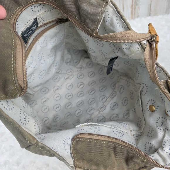 Myra Bag Vintage 1930 Canvas Leather Tote Bag - Picture 8 of 10